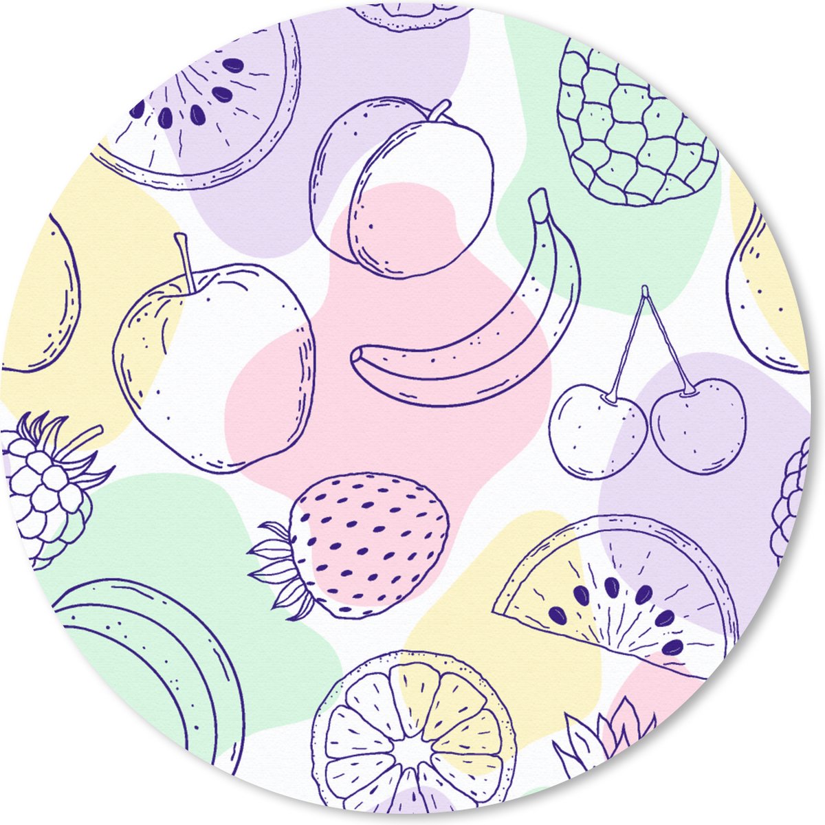 Muismat rond 20x20 cm - Mousepad Patroon - Eten - Zomer - Ronde muismatten