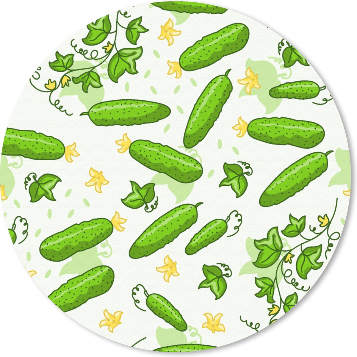 Muismat rond 40x40 cm - Mousepad Komkommer - Groente - Patronen - Ronde muismatten