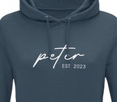 Hoodie heren met capuchon - Sweater heren capuchon - Peter cadeau - Cadeau peter - Cadeau voor peter - Peter est 2023 - Blauwgrijs XL