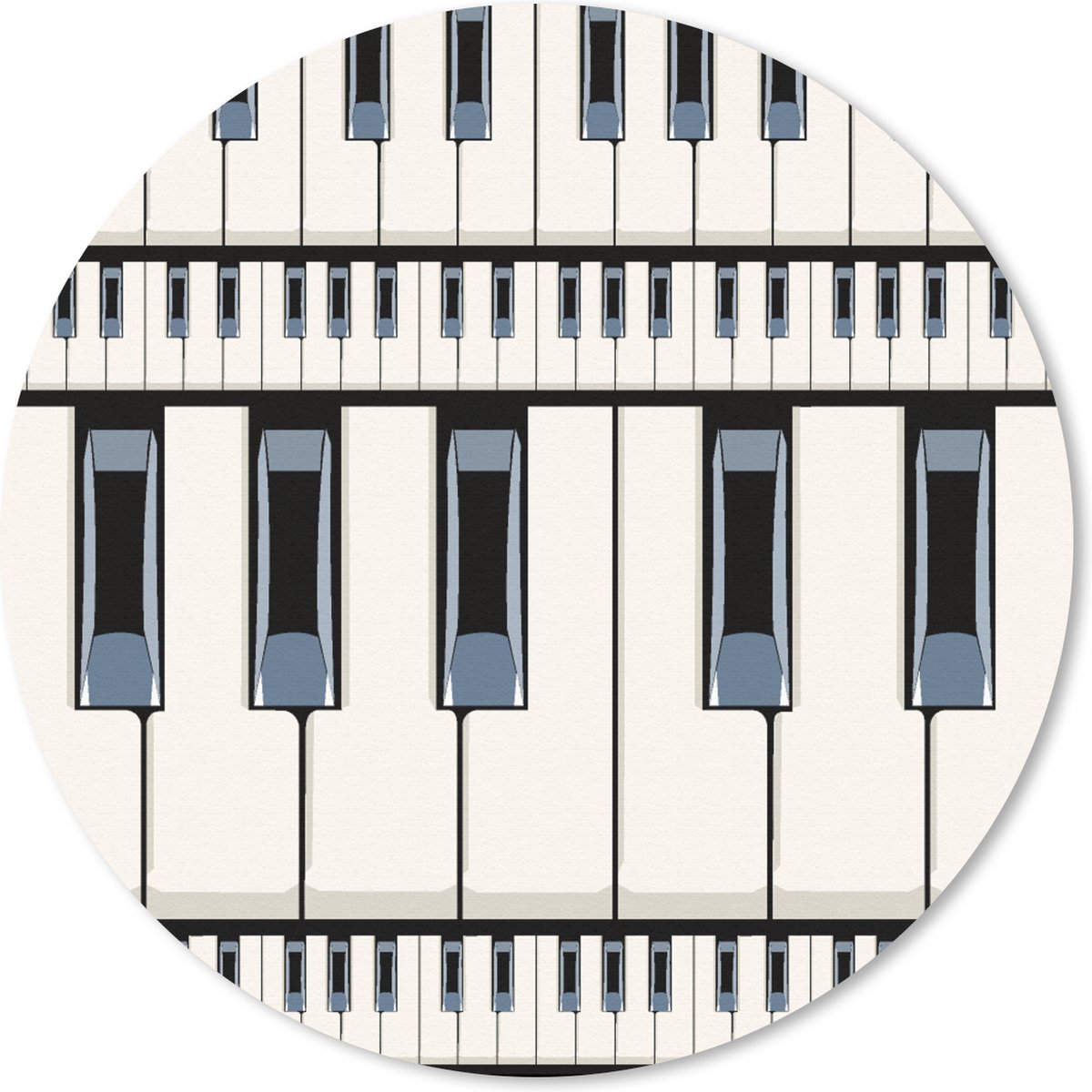 Muismat rond 50x50 cm - Mousepad Piano - Patronen - Muziek - Ronde muismatten
