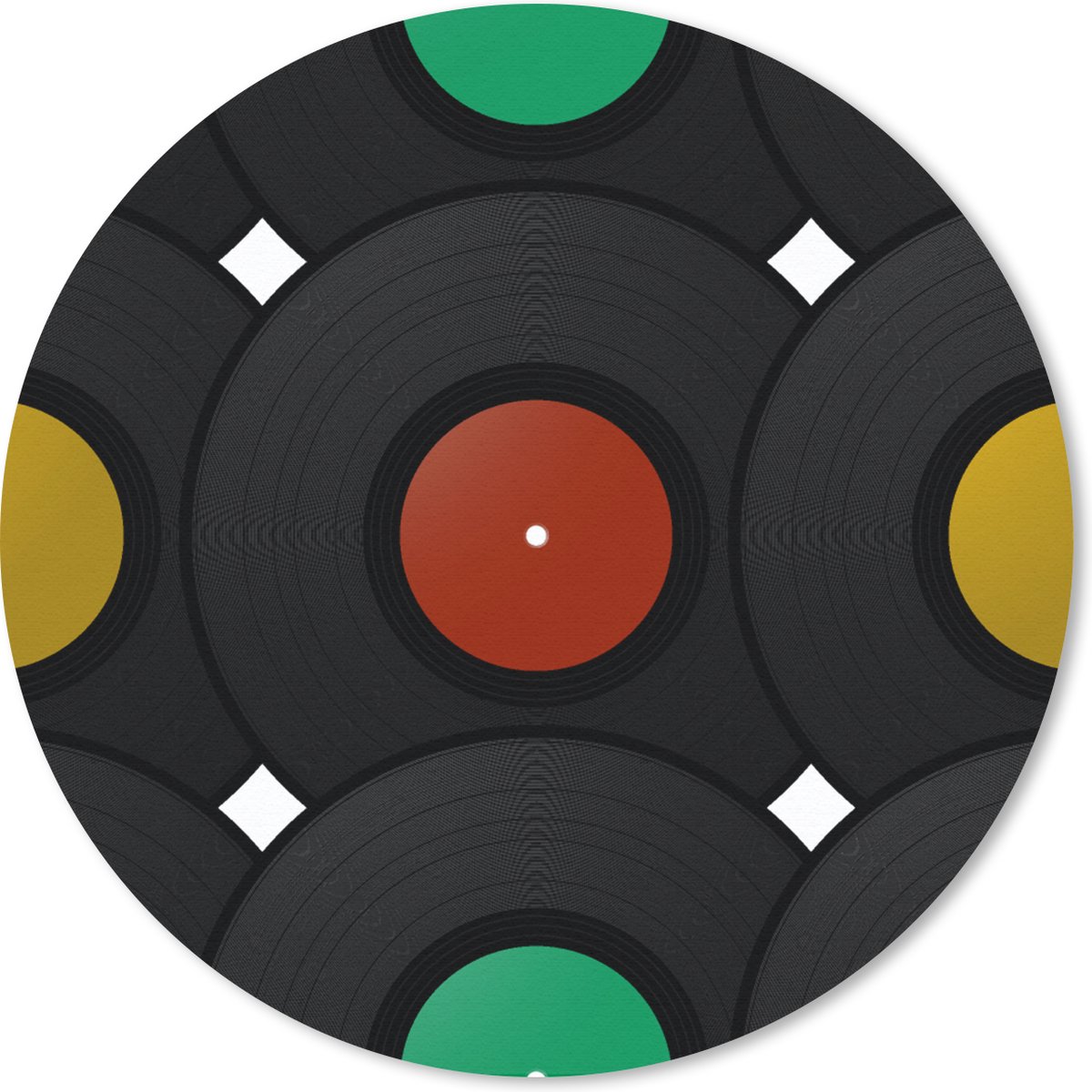 Muismat - Mousepad - Rond - Platen - Muziek - Patronen - 20x20 cm - Ronde muismat