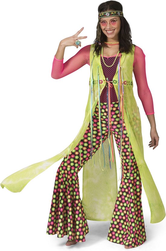 salade doorgaan met Virus Funny Fashion - Hippie Kostuum - Neon Gele Cape Jas Hippie Vrouw - geel -  One Size -... | bol.com