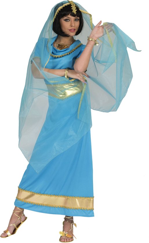 Funny Fashion - Bollywood & India Kostuum - Lady Of India Shapuri - Vrouw - Blauw - Maat 52-54 - Carnavalskleding - Verkleedkleding