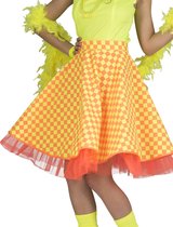 Funny Fashion - Rock & Roll Kostuum - Rockn Roll Rok Geel Oranje Blokjes Vrouw - Geel, Oranje - One Size - Carnavalskleding - Verkleedkleding