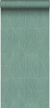 Origin Wallcoverings eco-texture vliesbehang origami motief vergrijsd groen - 347858 - 0,53 x 10,05 m