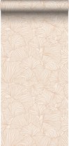 ESTAhome behang ginkgo bladeren zand beige en licht terracotta - 139488 - 0.53 x 10.05 m