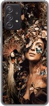 Geschikt voor Samsung Galaxy A53 5G hoesje - Luxe - Vrouw - Dieren - Vlinders - Vogels - Siliconen Telefoonhoesje