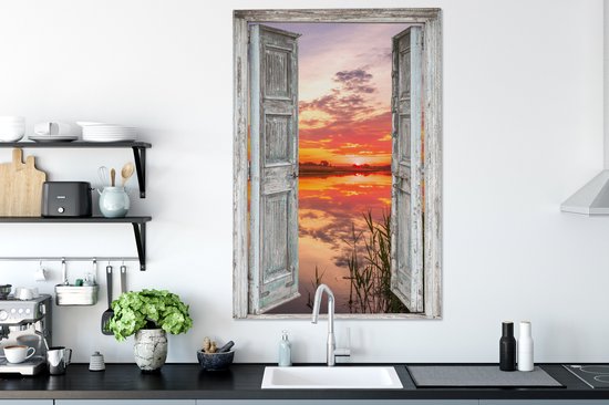 Tableau Peinture Paysage - Coucher de Soleil - Water - Transparent - 80x120 cm - Décoration murale
