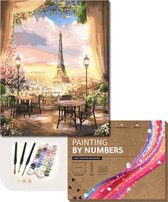 ARTECO® Schilderen Op Nummer – Painting By Numbers – Volwassenen + Kinderen – Met Frame – Restaurant in Parijs - Cadeau