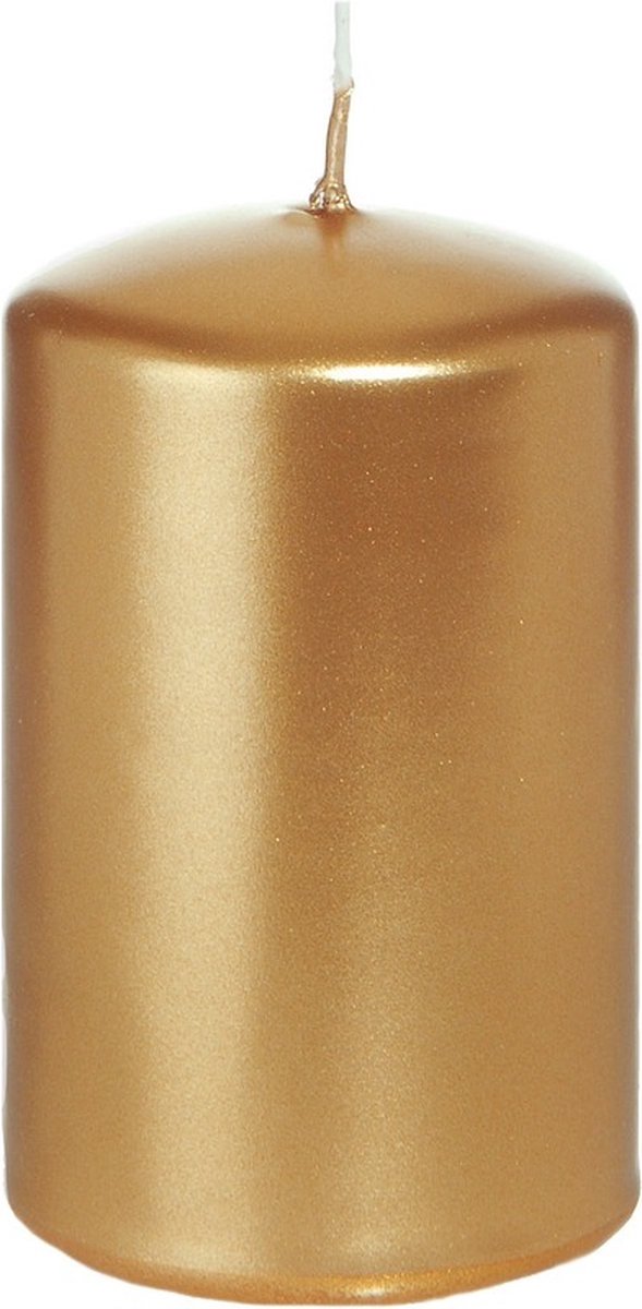 Cilinderkaars/stompkaars - goud - 5 x 8 cm - 18 branduren - horeca kaarsen