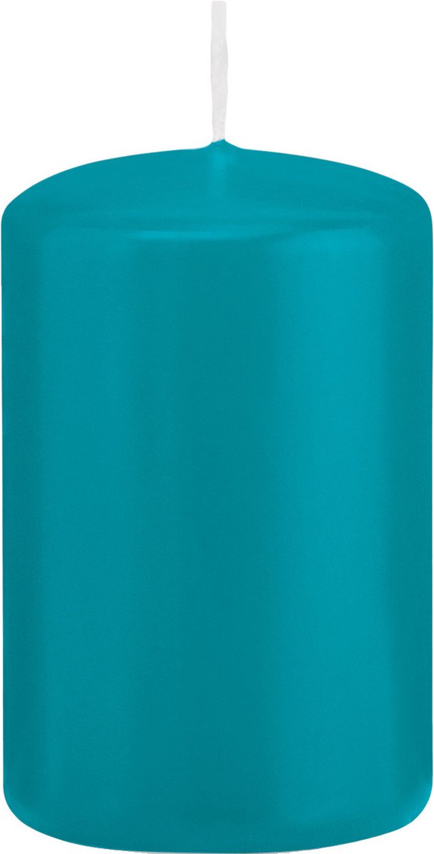 Trend Candles Cilinderkaars/stompkaars - turquoise - 5 x 8 cm - 18 branduren - met brandvertragende folie