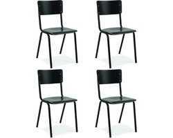 Workliving Set van 4 Eetkamerstoel Houten Design Zwart School