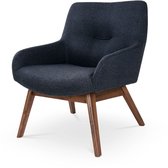 Artichok Jurre fauteuil donkergrijs - walnoot houten onderstel - antraciet - lounge stoel - zachte stof - gestoffeerd