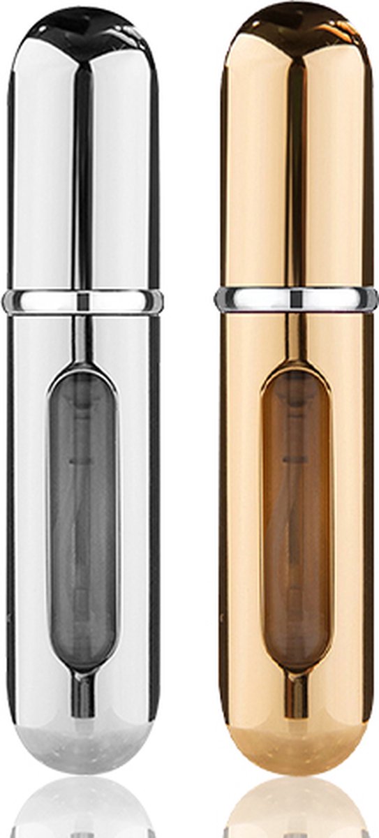 Scenty® - Parfum Verstuiver Navulbaar - Mini Parfum Flesje - Reisflesje - Zilver & Goud - 2 stuks