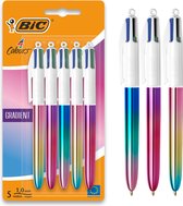 BIC 4 Kleuren Gradient Balpen - 5 Balpennen met Kliksysteem - Gradient - 5 Pennen - Medium Punt (1 mm)