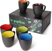 MiaMio - Set van 6 kleurrijke koffie of thee tassen/mokken/bekers - 350ml