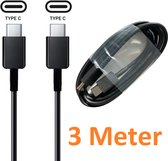 Câble USB C vers USB C de 3 mètres Convient pour : Oppo / OnePlus / Motorola / Samsung / Huawei / Sony / Nintendo Switch / Playstation 5 Manette PS5 / GoPro - Zwart