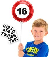 Folat - Leeftijd 16 jaar verjaardag folieballon met leeftijd stickers dia 23 cm