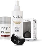 Kapilab Hair Fibers Starterset Kastanjebruin - Hair fibers 14 gr + Fiberhold Spray 100 ml + Toolkit - Alles voor direct voller haar