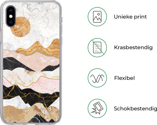Coque iPhone Xs - Imprimé Marbre - Goud - Pastel - Coque en Siliconen -