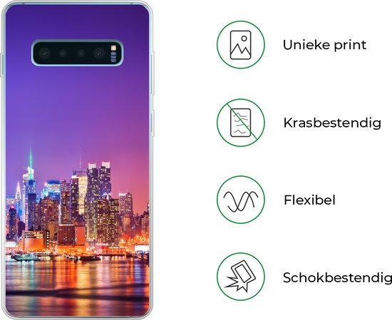 Coque Samsung Galaxy S10 Plus - New York - Skyline - Violet - Siliconen