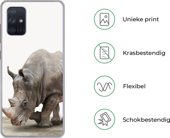 Coque Samsung Galaxy A51 - Garçons - Enfants - Filles - Rhinocéros - Kids - Coque de téléphone en Siliconen