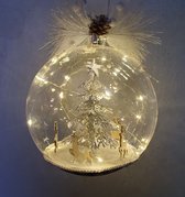 Luca Lighting Hangende kerstbal wit met verlichting ,Boom met herten, op batterijen D20cm