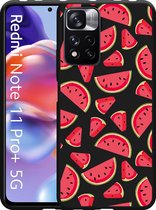 Xiaomi Redmi Note 11 Pro+ Hoesje Zwart Watermeloen - Designed by Cazy