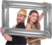 Fotolijst folieballon Zilver - opblaasbaar schilderij - selfie frame 85 x 60 cm