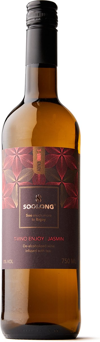 Soolong Enjoy T-Vino Jasmijn - Alcoholvrije Wijn - Gemaakt van Witte Wijn Geïnfuseerd met Groene Jasmijn Thee - Heerlijk Orientaals - Fles 750ml