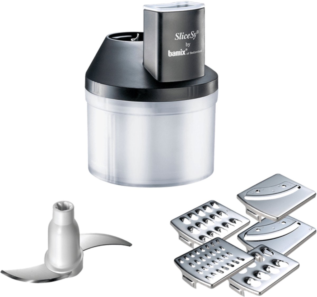 Bamix SliceSy elektrische rasp Zwart, Transparant
