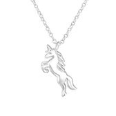 Joy|S - Zilveren paard hanger inclusief ketting 45 cm - voor kinderen