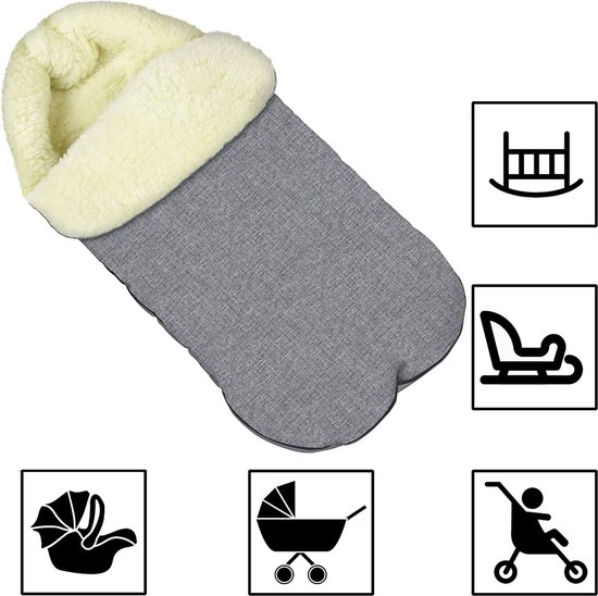 FEROCITY - Slaapzak voor kinderen Winter 85 cm voor een kinderwagen - Gewatteerd - Wol - Grafiet — afbeelding 2