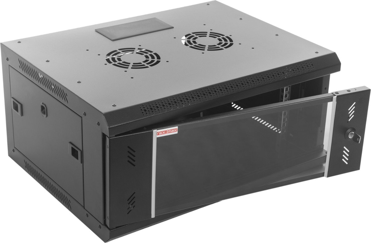 RackMatic-Rack wandkast 19 "4U 600x450x283mm zwarte wand SOHORack van RackMatic
