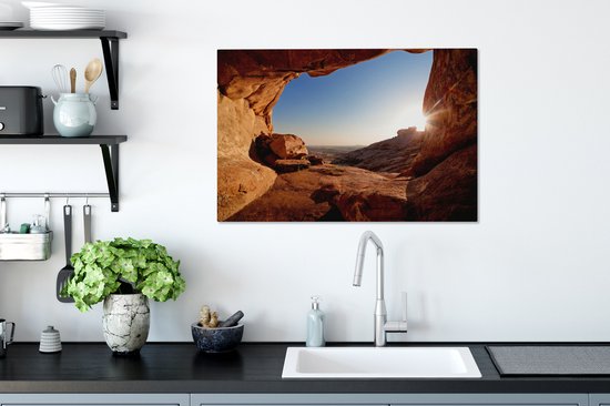 Tableau sur toile - Toile sur toile - Grotte - Désert - Nature - Soleil - Décoration murale - 90x60 cm - Toile - Salon