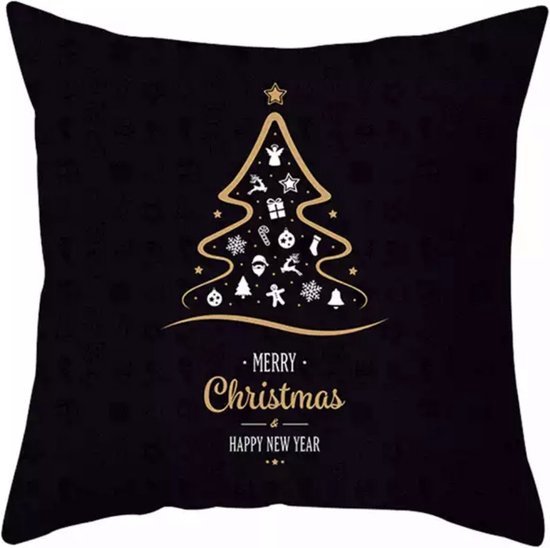 Without Lemon - Kerst Kussenhoes - Zwart met Kerstboom - Kerst kussen - Kerstdagen - Feestdagen - Kerst - Decoratie - Woondecoratie - Kussenslopen - December - Cadeau