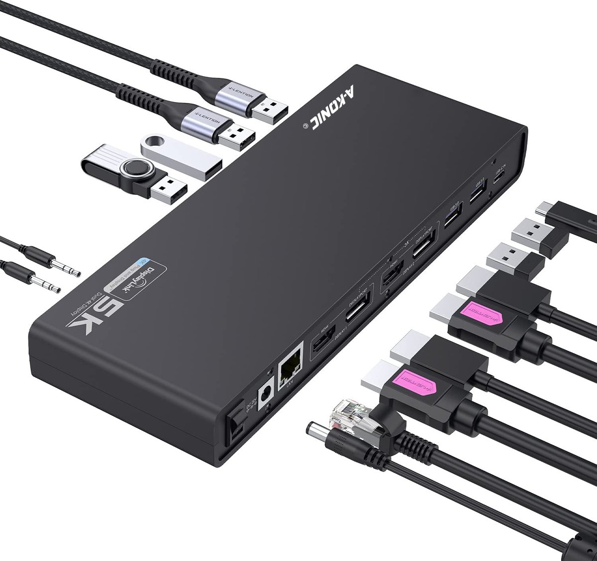 A-KONIC USB-C Universeel Laptop Docking Station met Dual 4K Display HDMI & DisplayPort