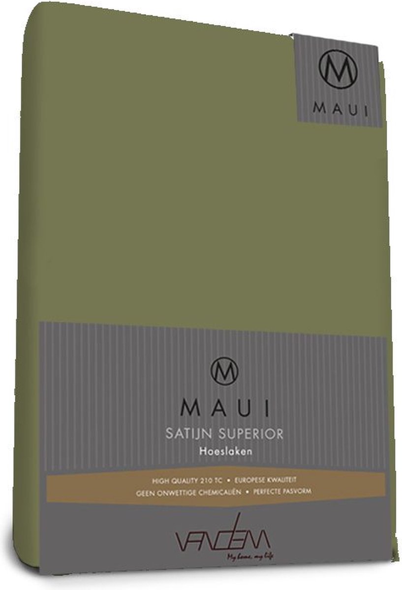Maui - Van Dem - satijn Topper hoeslaken de luxe 90 x 220 cm truffel