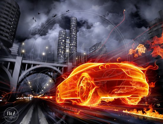 Production 100% néerlandaise! │ Peinture de diamants │ Car in Vuur & Flame│ Taille 70 x 50 cm │ Peinture de diamants Package Mature │ Full Cover │ Square │ Full │ Flitzz Peinture de diamants