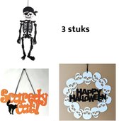 Halloween Hanger - 3 stuks - Deurdecoratie - Grappige - Muur - Veelkleurig - Opknoping - Fluweer Hanger - Buiten en Binnen - Tag - Scene - Layout - Huis - Witch - Spider - Happy Halloween - Halloween Decoration