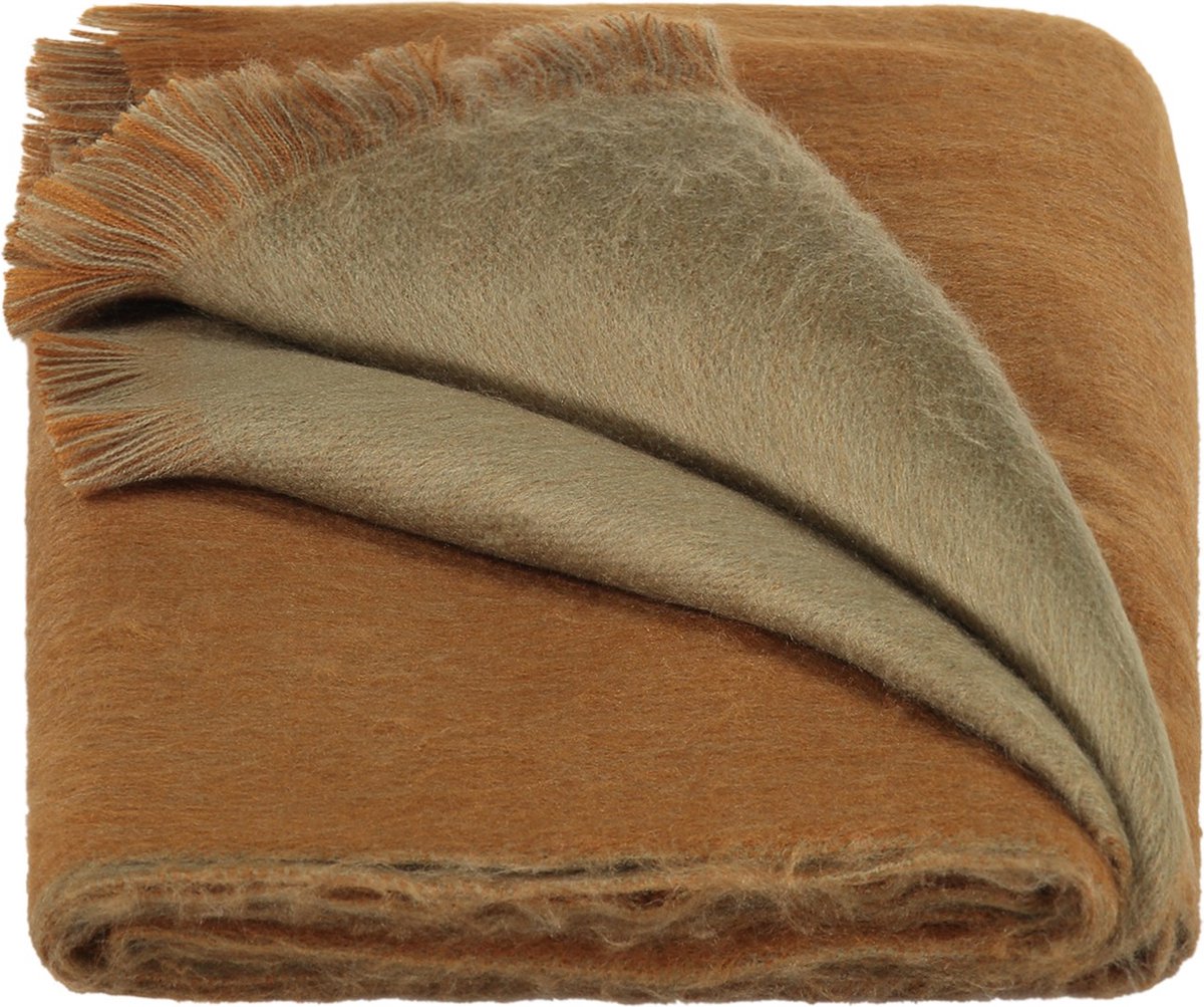 Alpaca Wol Dubbelzijdige Sjaal - 215 x 65 cm - Camel/Sigaar bruin