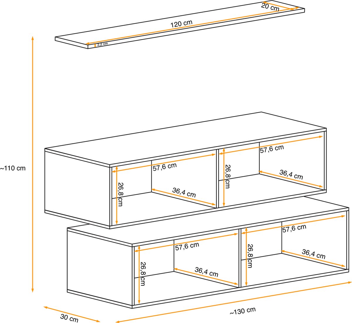 Premium Dressoir kast 160 x 44 x 108 | BMI Kantoormeubelen