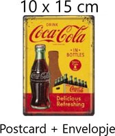 Coca Cola In Bottles - Metalen Postcard - 10 x 15 cm