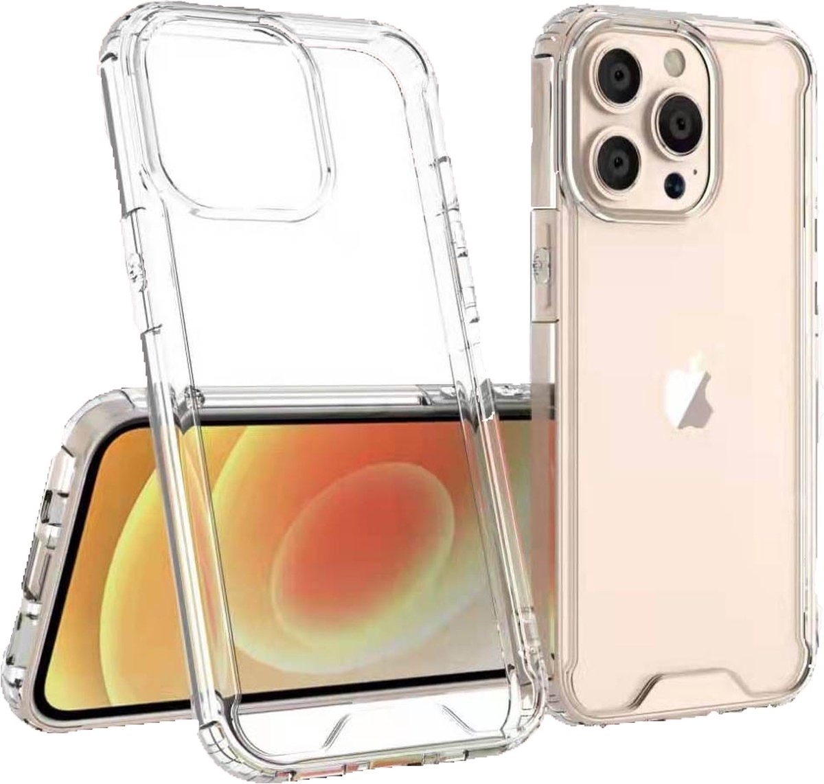 iPhone 12 Hoesje Shock Proof Siliconen Hoes Case Cover Transparant geschikt voor Apple iphone 12 - 1X Screen Protector