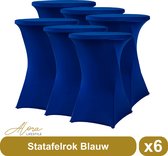 Statafelrok Blauw 80 cm per 6 - Alora tafelrok voor statafel - Statafelhoes - Bruiloft - Cocktailparty - Stretch Rok - Set van 6