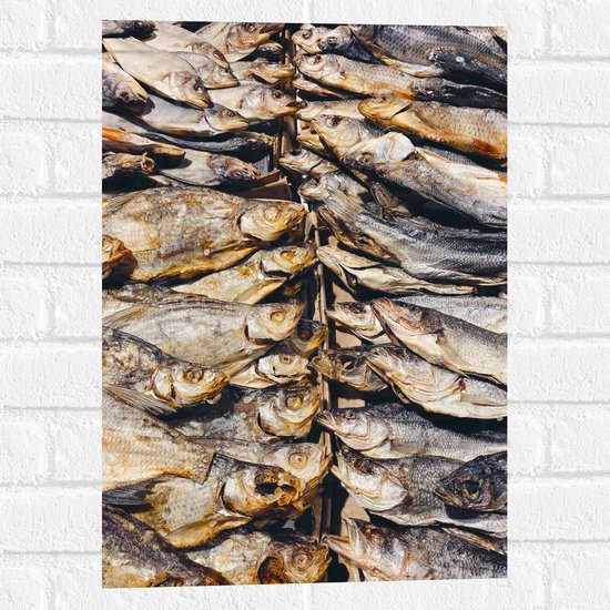 WallClassics - Muursticker - Verse Vissen op een Vismarkt - 40x60 cm Foto op Muursticker