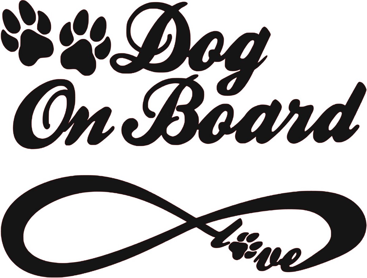Sticker - Dog on Board - Love - Auto Sticker - 20x15cm - Zwart