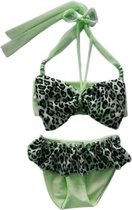 Maat 146  Bikini zwemkleding NEON Groen tijgerprint strik badkleding baby en kind dierenprint fel groene zwem kleding leopard