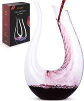 Luxwine - Decanteer karaf wijn - Wijnkaraf - 1.5L - Luxe karaf - Incl. 1000 Schoonmaakparels - Luxe cadeauverpakking - Decanter - Decanteer karaf - Wijnkaraf - Wijn decanteerder - Wijn accessoires - U-vorm - Kristal glas - Cadeau