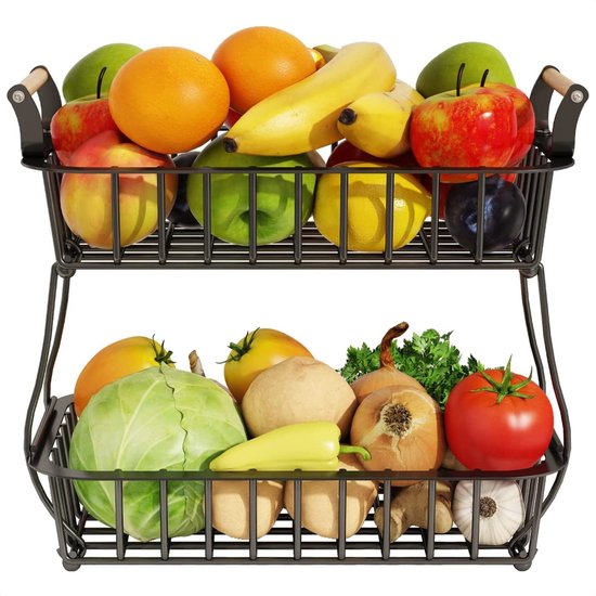 FRUITWALL - Fruitrek om op te hangen, fruithangmand, design fruitschaal, wandrek voor groenten en fruit, hangrek, fruitopslag, wandrek, keukenrek voor aan de muur, 6 etages, wit (29 cm, 290